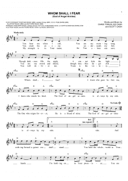 page one of Whom Shall I Fear (God Of Angel Armies) (Lead Sheet / Fake Book)