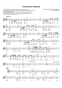 page one of Your Grace Finds Me (Lead Sheet / Fake Book)