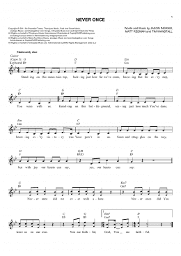 page one of Never Once (Lead Sheet / Fake Book)