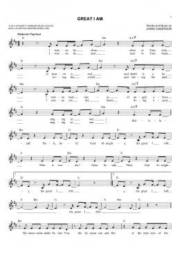 page one of Great I Am (Lead Sheet / Fake Book)