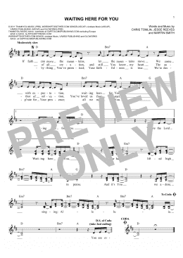 page one of Waiting Here For You (Lead Sheet / Fake Book)