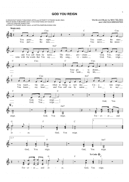 page one of God You Reign (Lead Sheet / Fake Book)