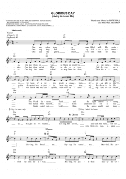 page one of Glorious Day (Living He Loved Me) (Lead Sheet / Fake Book)