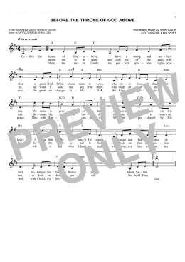 page one of Before The Throne Of God Above (Lead Sheet / Fake Book)