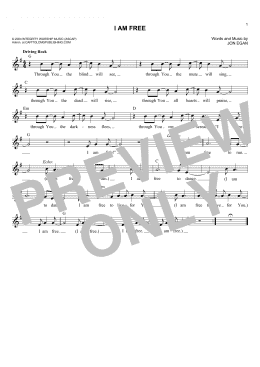 page one of I Am Free (Lead Sheet / Fake Book)
