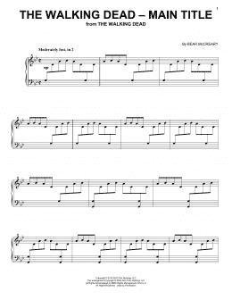 page one of The Walking Dead - Main Title (Piano Solo)