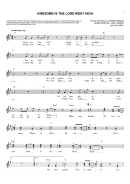 page one of Awesome Is The Lord Most High (Lead Sheet / Fake Book)
