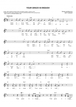 page one of Your Grace Is Enough (Lead Sheet / Fake Book)