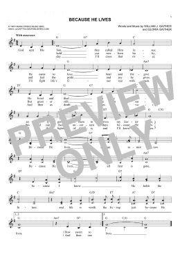 page one of Because He Lives (Lead Sheet / Fake Book)