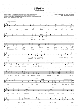 page one of Hosanna (Praise Is Rising) (Lead Sheet / Fake Book)