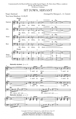 page one of Sit Down, Servant (SATB Choir)