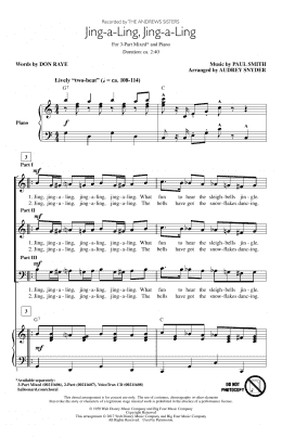 page one of Jing-A-Ling, Jing-A-Ling (3-Part Mixed Choir)