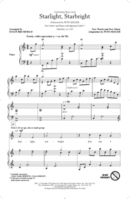page one of Starlight, Starbright (arr. Susan Brumfield) (2-Part Choir)