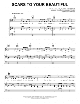 page one of Scars To Your Beautiful (Piano, Vocal & Guitar Chords (Right-Hand Melody))