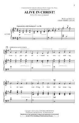 page one of Alive In Christ! (SATB Choir)