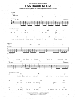 page one of Too Dumb To Die (Guitar Rhythm Tab)