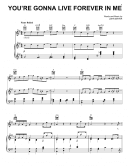 page one of You're Gonna Live Forever In Me (Piano, Vocal & Guitar Chords (Right-Hand Melody))