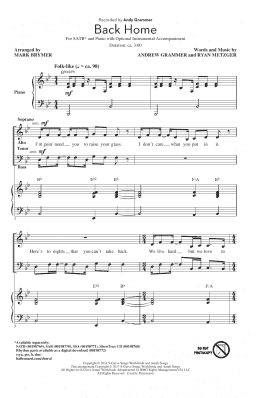 page one of Back Home (SATB Choir)