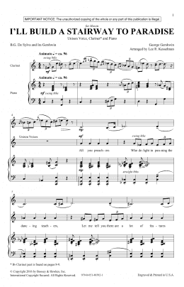 page one of I'll Build A Stairway To Paradise (Unison Choir)
