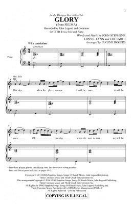 page one of Glory (from Selma) (arr. Eugene Rogers) (TTBB Choir)
