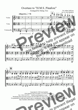 page one of Overture to "H. M. S. Pinafore" (String Trio)