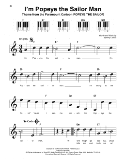 page one of I'm Popeye The Sailor Man (Super Easy Piano)
