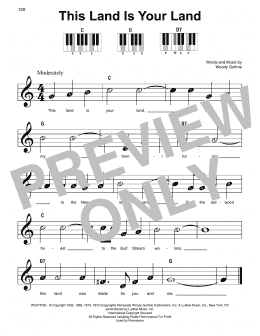 page one of This Land Is Your Land (Super Easy Piano)