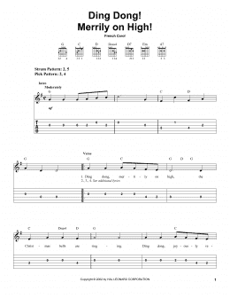 page one of Ding Dong! Merrily On High! (Easy Guitar Tab)