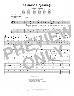 page one of O Come Rejoicing (Easy Guitar Tab)