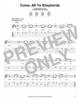 page one of Come, All Ye Shepherds (Easy Guitar Tab)