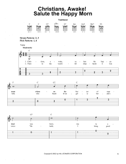 page one of Christians, Awake! Salute The Happy Morn (Easy Guitar Tab)