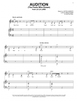 page one of Audition (The Fools Who Dream) (Piano & Vocal)