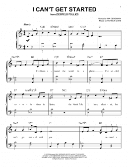 page one of I Can't Get Started (Very Easy Piano)