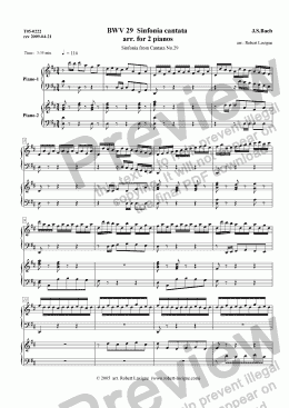 page one of BWV29 Sinfonia Cantata No.29 (for 2 pianos)