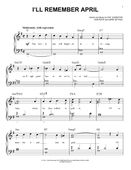 page one of I'll Remember April (Easy Piano)
