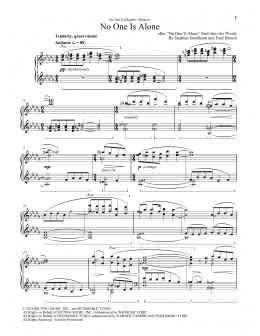 page one of No One Is Alone (from Into The Woods) (Piano Solo)