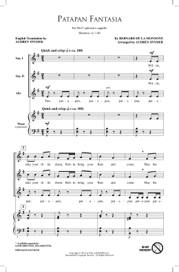page one of Patapan Fantasia (SSA Choir)