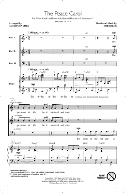 page one of The Peace Carol (3-Part Mixed Choir)