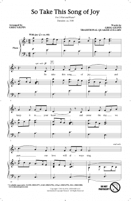 page one of So Take This Song Of Joy (2-Part Choir)