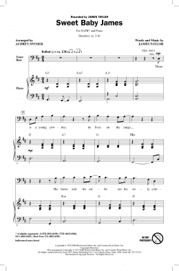 page one of Sweet Baby James (SATB Choir)