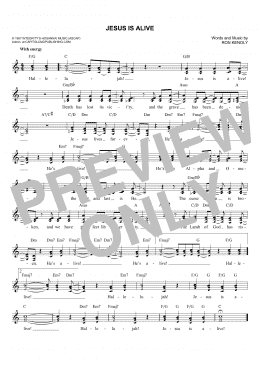 page one of Jesus Is Alive (Lead Sheet / Fake Book)