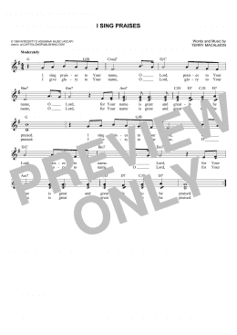 page one of I Sing Praises (Lead Sheet / Fake Book)