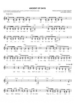 page one of Ancient Of Days (Lead Sheet / Fake Book)