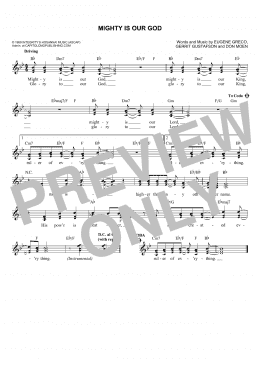 page one of Mighty Is Our God (Lead Sheet / Fake Book)