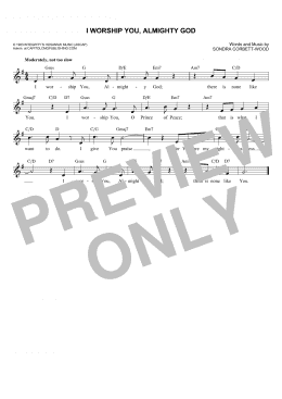 page one of I Worship You, Almighty God (Lead Sheet / Fake Book)