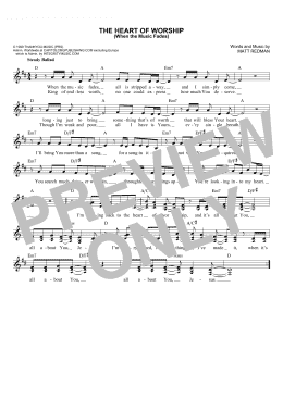 page one of The Heart Of Worship (When The Music Fades) (Lead Sheet / Fake Book)