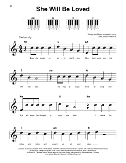 page one of She Will Be Loved (Super Easy Piano)