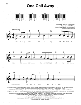 page one of One Call Away (Super Easy Piano)