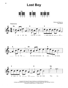 page one of Lost Boy (Super Easy Piano)