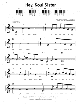 page one of Hey, Soul Sister (Super Easy Piano)